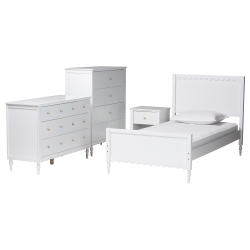 Baxton Studio Roni Modern White Wood 4-Piece Full Bedroom Set with Scalloped Edges